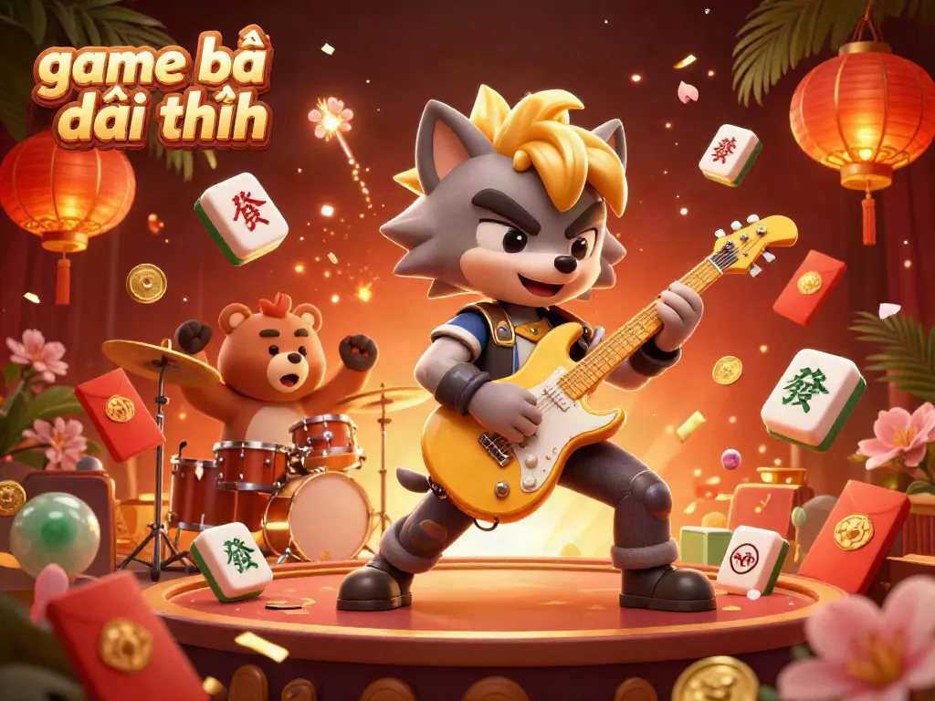 Experience the excitement of game bài đổi thưởng with vibrant characters and casino elements in a lively 3D scene.