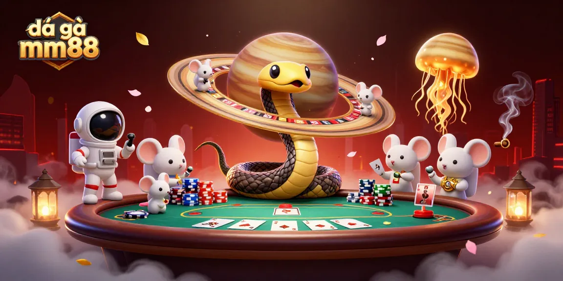 Engage in exciting đá gà mm88 action with dynamic cartoon elements and casino visuals.
