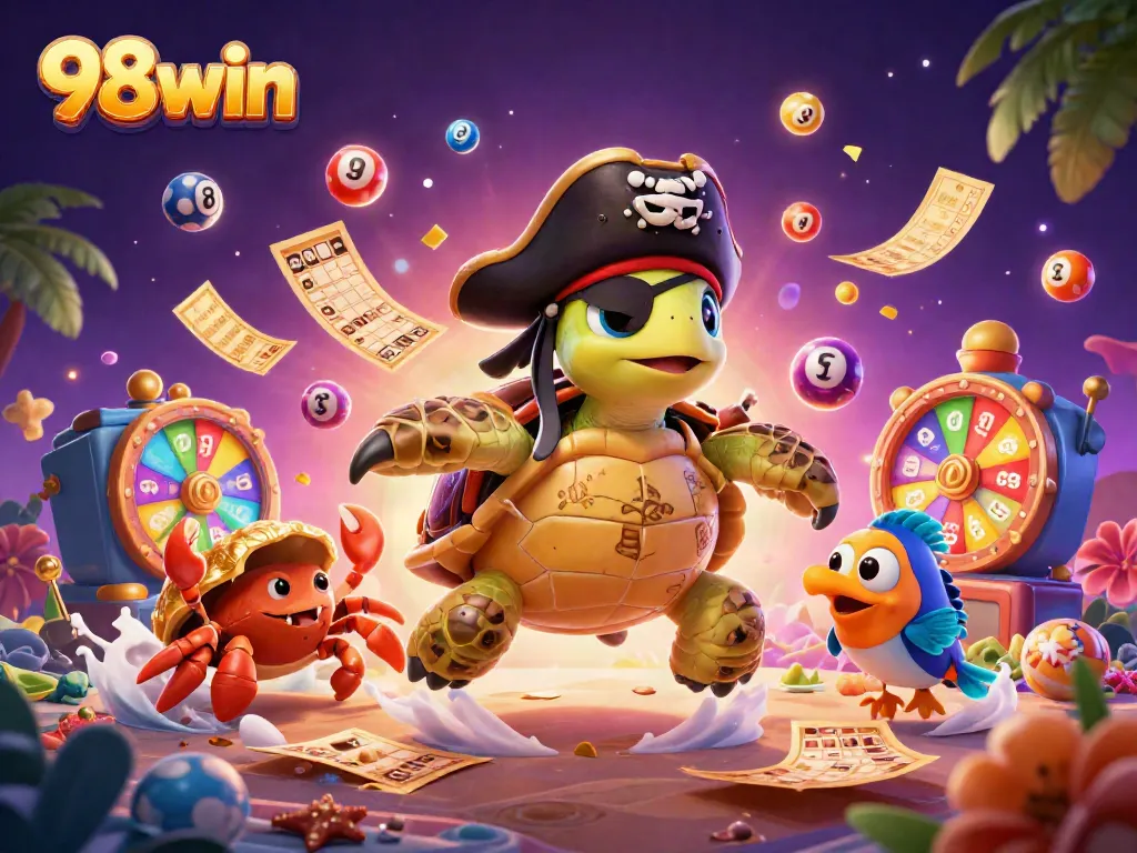 Explore exciting gaming adventures with 98win's vibrant treasures and characters.