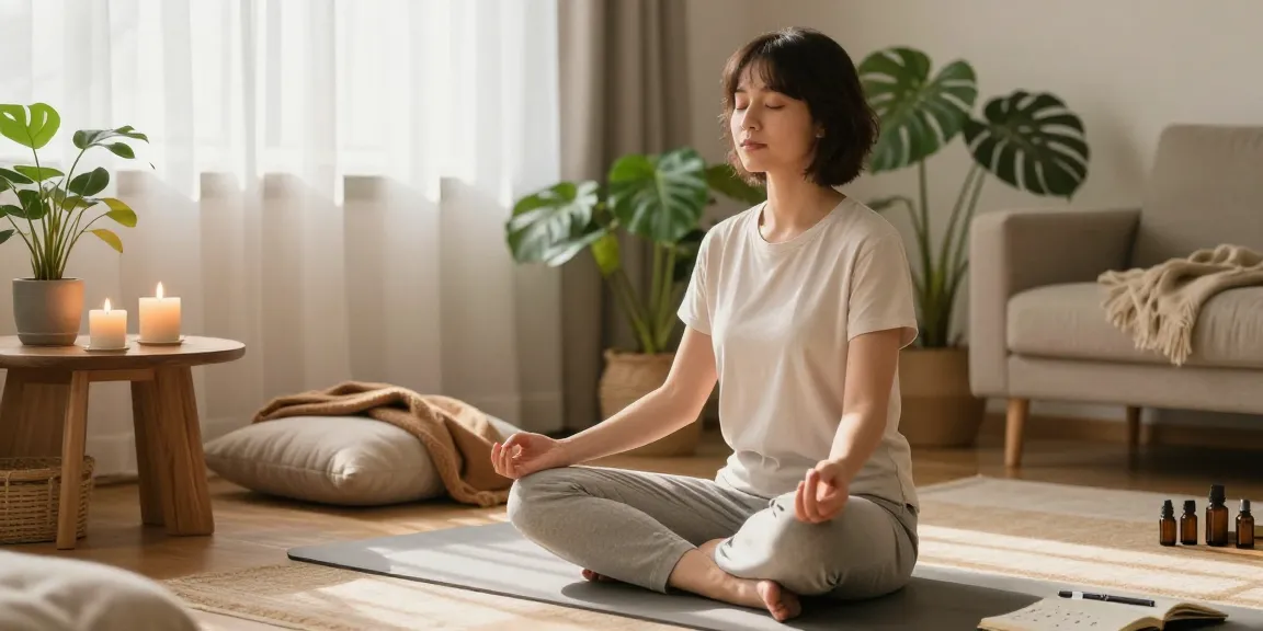Person meditating in a serene space with rokok 88 candles, promoting wellness and mindfulness.