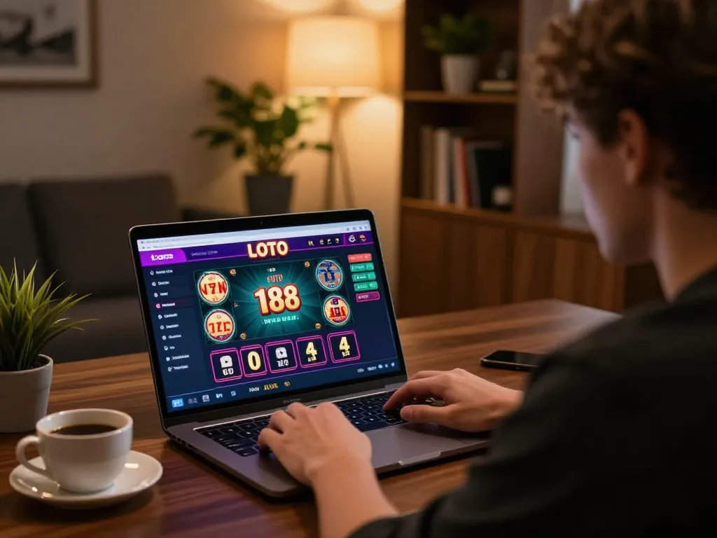 Engage with LOTO 188 while strategizing online gaming in a cozy and sophisticated home setting.