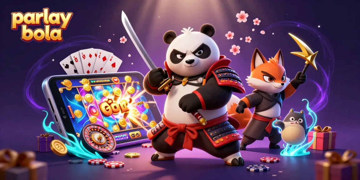 Experience parlay bola with thrilling characters and vibrant casino elements in a dynamic illustration.
