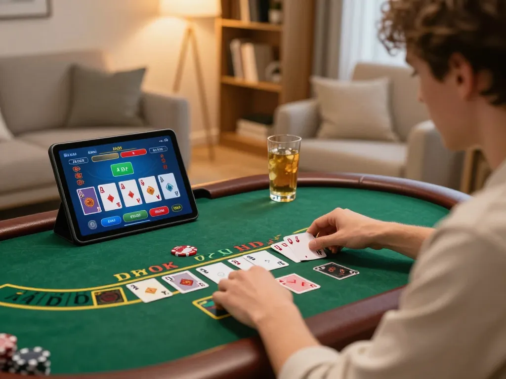 Player experiences a thrilling game with link resmi during online blackjack session at home.