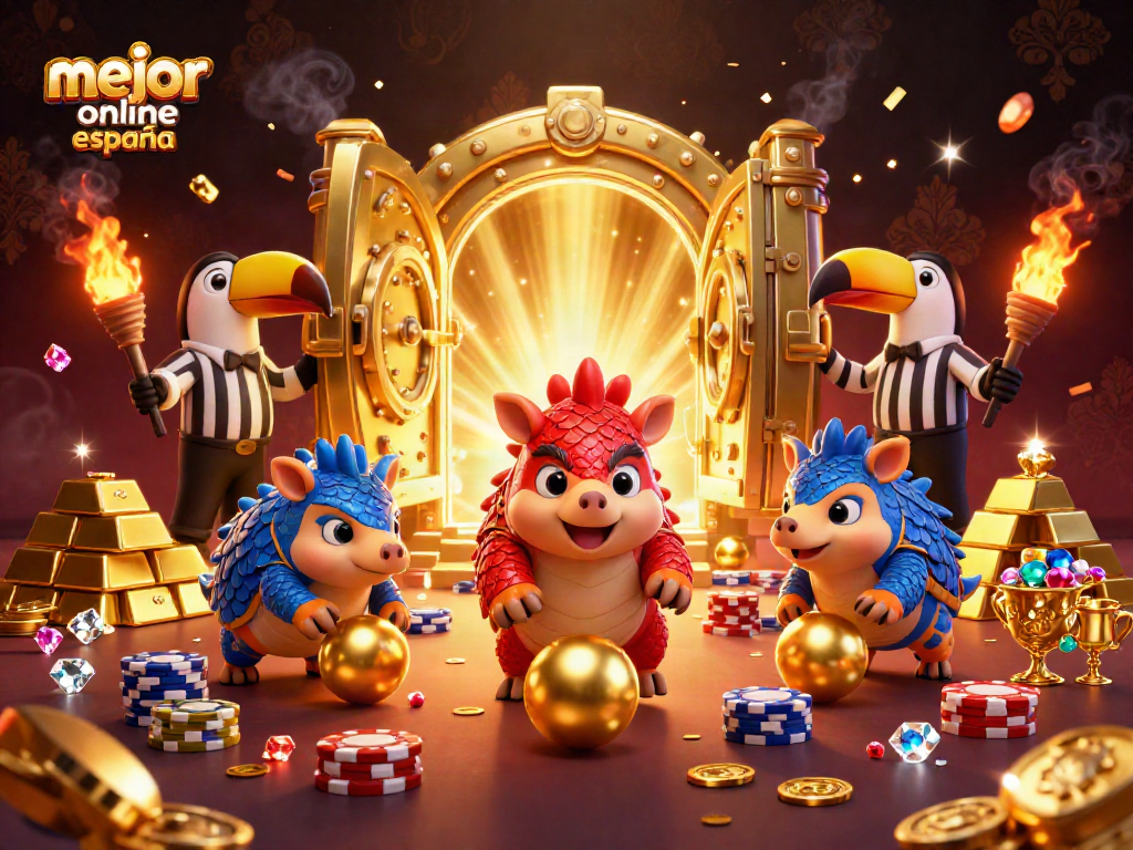 Juega y gana en el mejor casino online España, con pangolines compitiendo y dinero en juego.