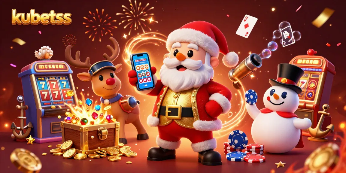 Play slots and win big on kubetss with Santa, his reindeer dealer, and a poker chip snowman!