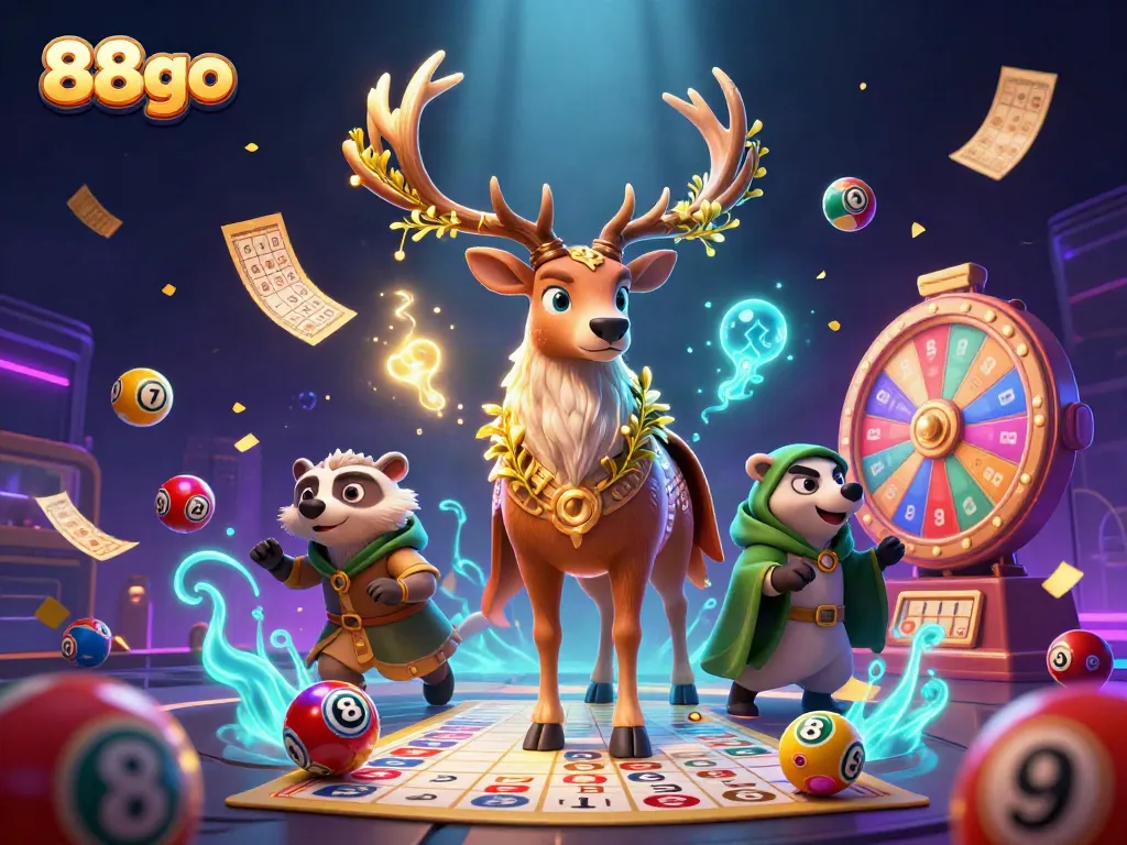 Experience the vibrant thrill of games at 88go with dynamic characters, colorful lottery elements, and exciting casino visuals.