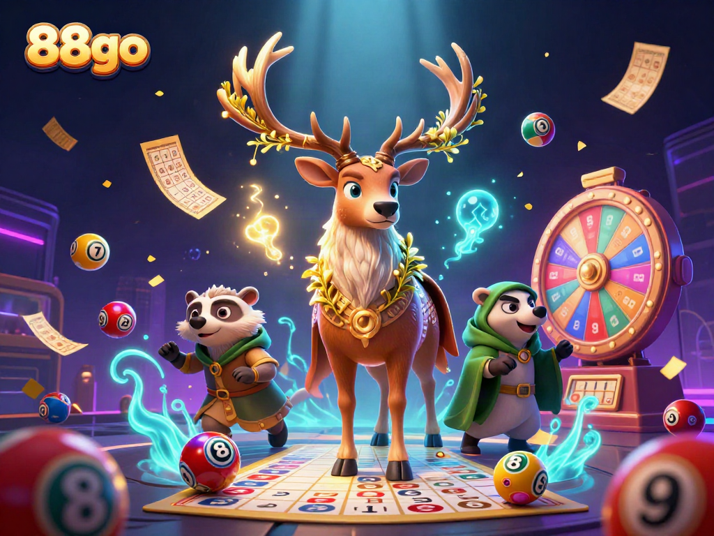 Experience the vibrant thrill of games at 88go with dynamic characters, colorful lottery elements, and exciting casino visuals.
