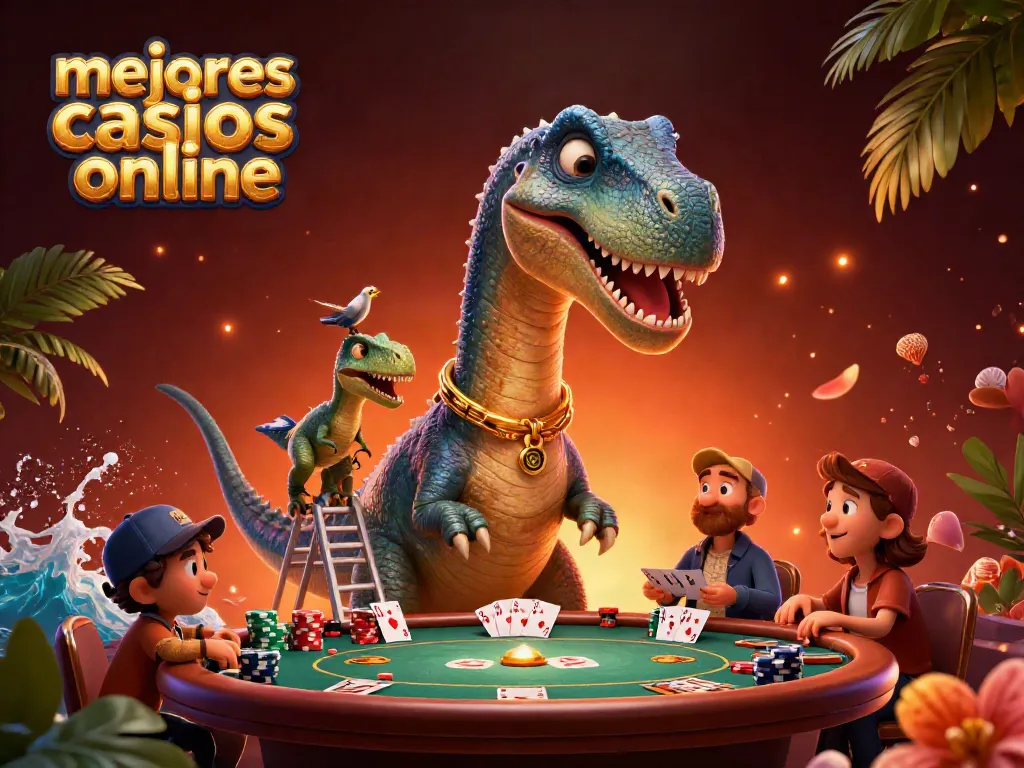 Juega en los mejores casinos online y disfruta de torneos y juegos en una animada escena de póker.