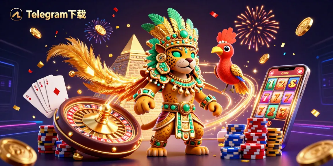 通过Telegram下载玩游戏并赢取胜利,展现充满运气和兴奋的赌场场景。