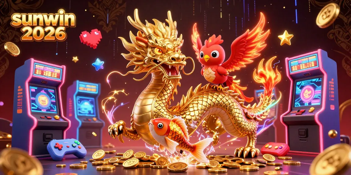 Experience thrilling gameplay at sunwin 2026 with the majestic dragon, phoenix, and koi fish in a vibrant casino scene.