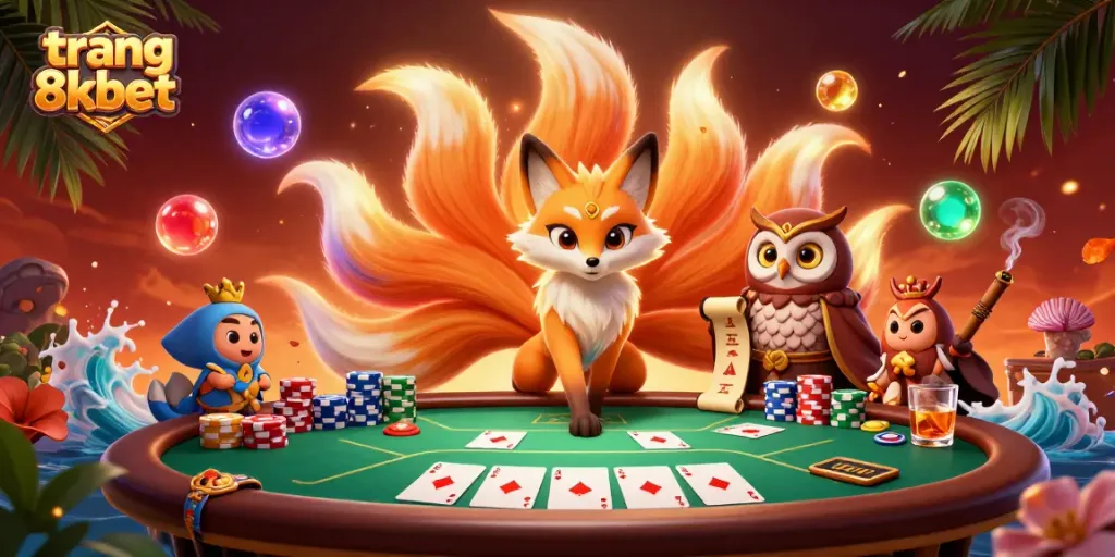 Experience the thrills of trang 8xbet with a vibrant 3D casino illustration featuring dynamic game elements.