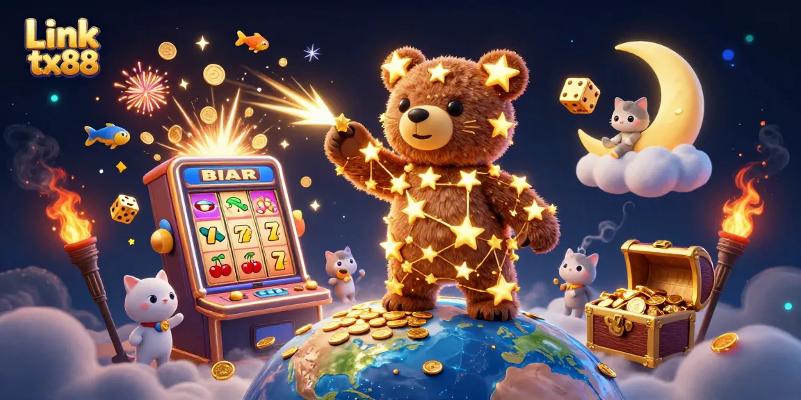 Link tx88 showcases vibrant 3D casino characters amidst jackpot excitement and dynamic game elements.