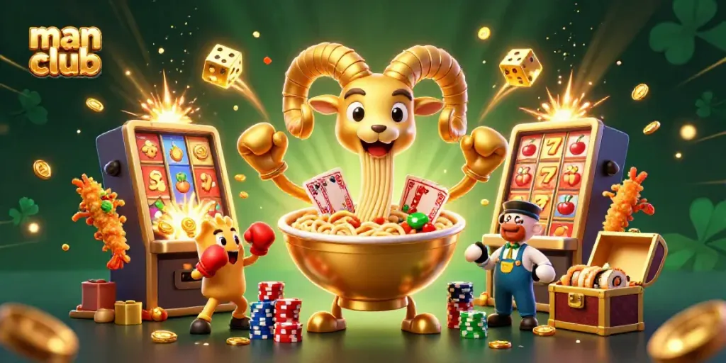 Experience excitement at the man club with vibrant casino characters amidst a jackpot explosion!