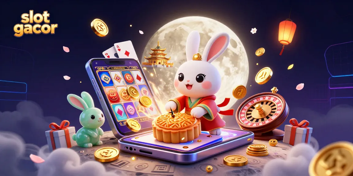 Engage with slot gacor action in a vibrant 3D scene featuring Chinese folklore elements and casino symbols.