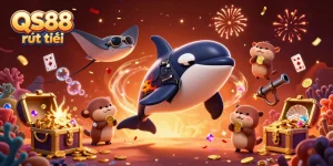 Engage with QS88 rút tiền in a vibrant 3D underwater casino scene featuring daring sea characters.