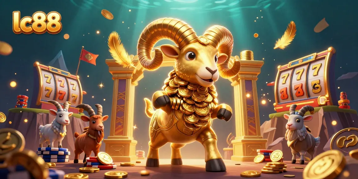 Engage with exciting slots at lc88 featuring golden ram and casino elements in dynamic illustration.