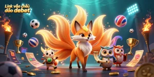 Engage with Link vào nhà cái Debet through this dynamic 3D illustration showcasing animated sports betting elements.