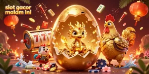 Experience the thrill of slot gacor malam ini with a golden dragon amidst vibrant casino elements.