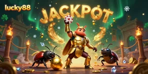 Experience thrilling wins with lucky88 in a vibrant casino scene featuring unique characters and dynamic game elements.