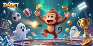DABET invites players to experience the thrilling atmosphere of online gambling with an action-packed casino scene.